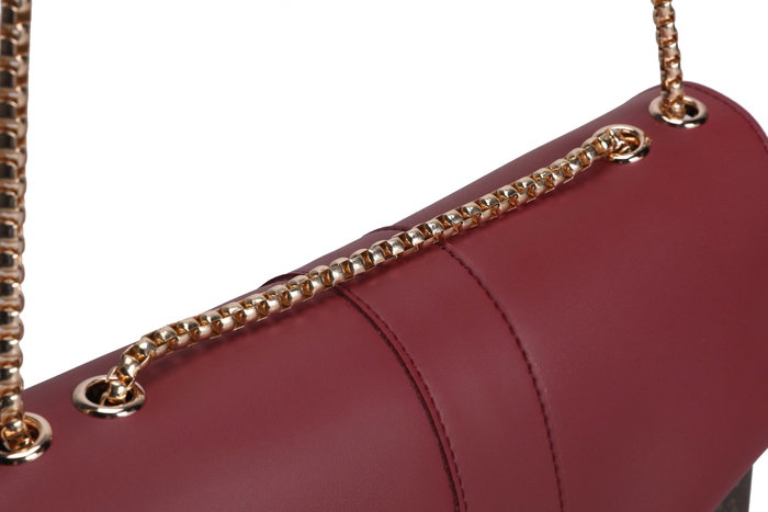 Lucky Bees Bolso Bandolera 1228 v2 Rojo Claret y Marrón Piel de Polivinilo 26x10x20 cm